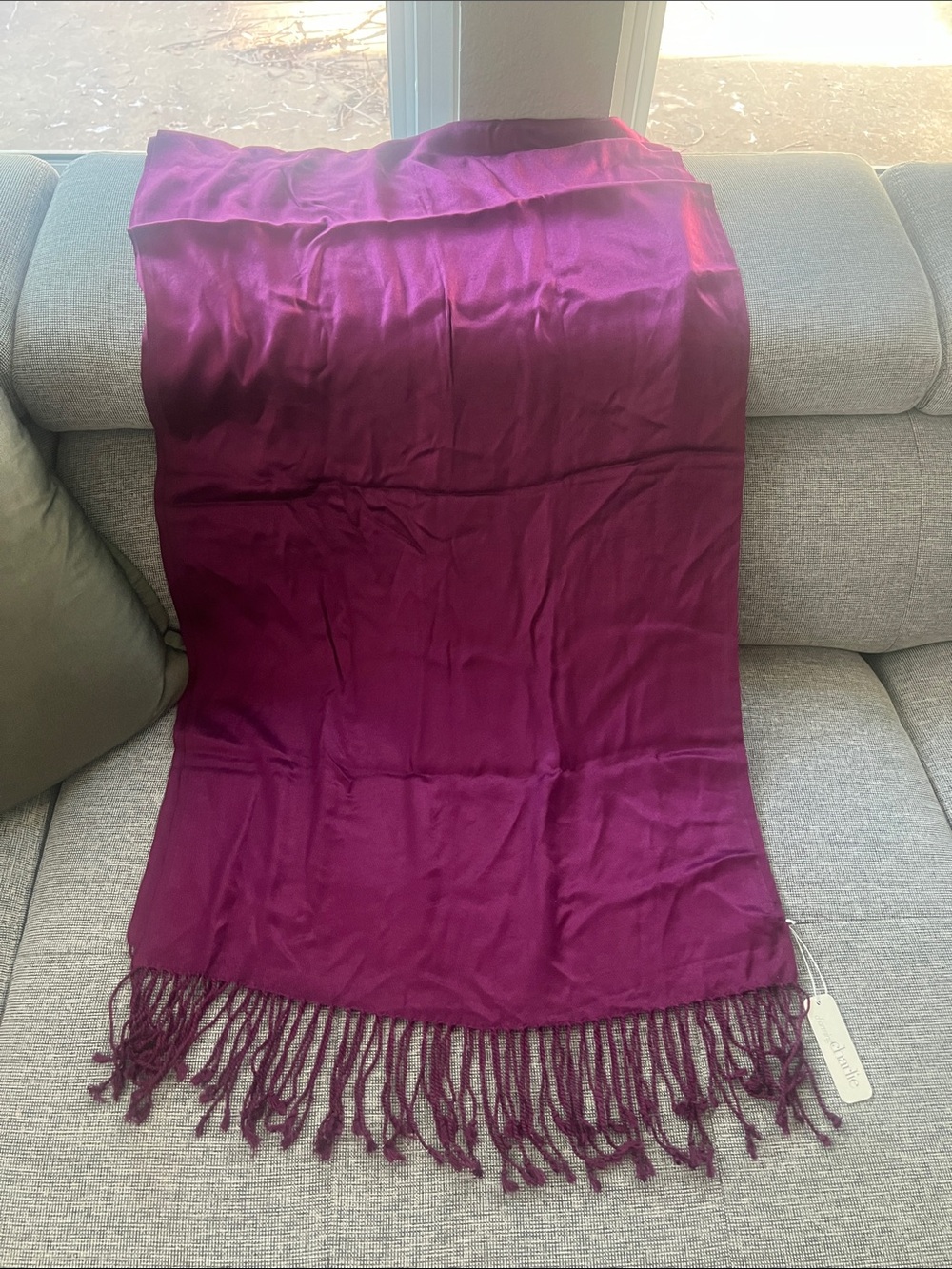 Charming Charlie Plum Fringe Scarf Wrap